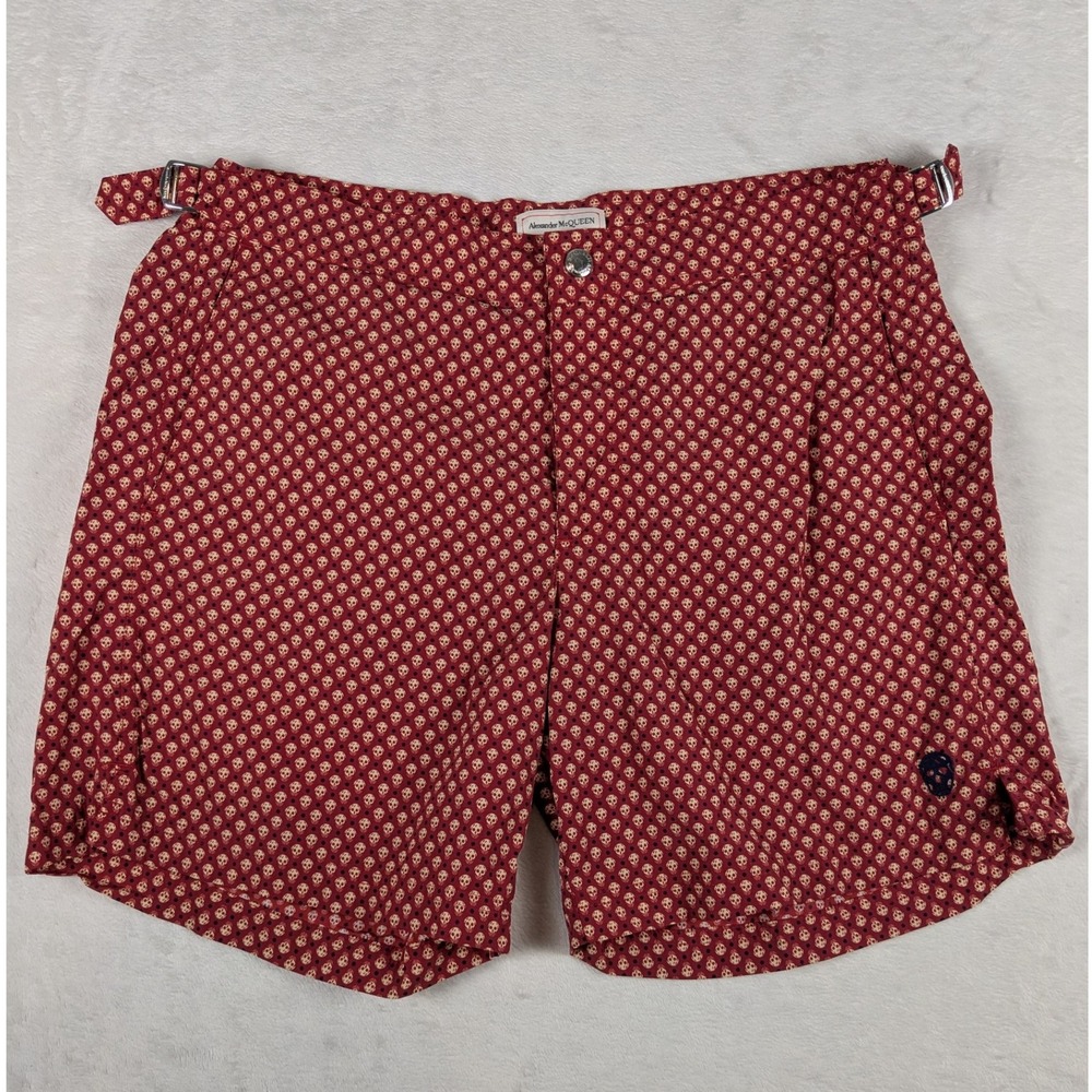 NWOT Alexander McQueen Skull Print‎ Swim Trunks Mens L Red Made in Italy Shorts
